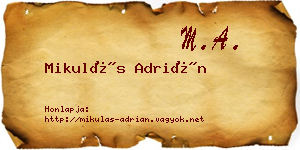 Mikulás Adrián névjegykártya